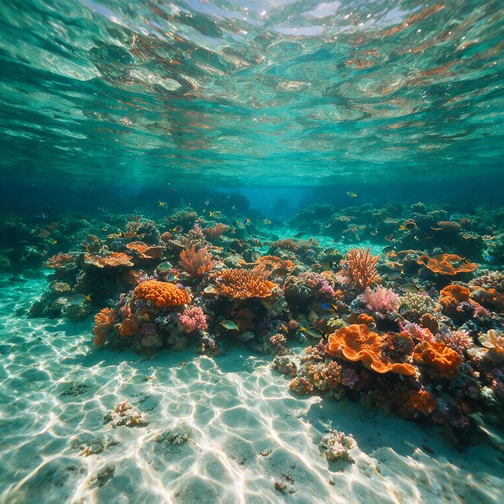 AI-generated image of vivid coral reef colors underwater